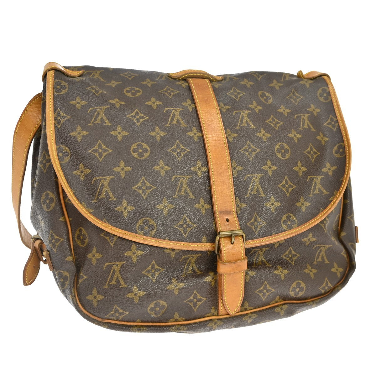 Louis Vuitton Saumur Handbag Monogram Canvas Brown Canvas Shoulder Bag Bag (Pre-Owned)