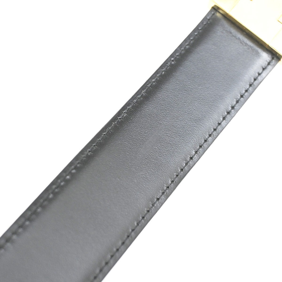 Cartier Santos Plaque Reversible Belt Leather Black Leather Belts Accessory (Pre-Owned)