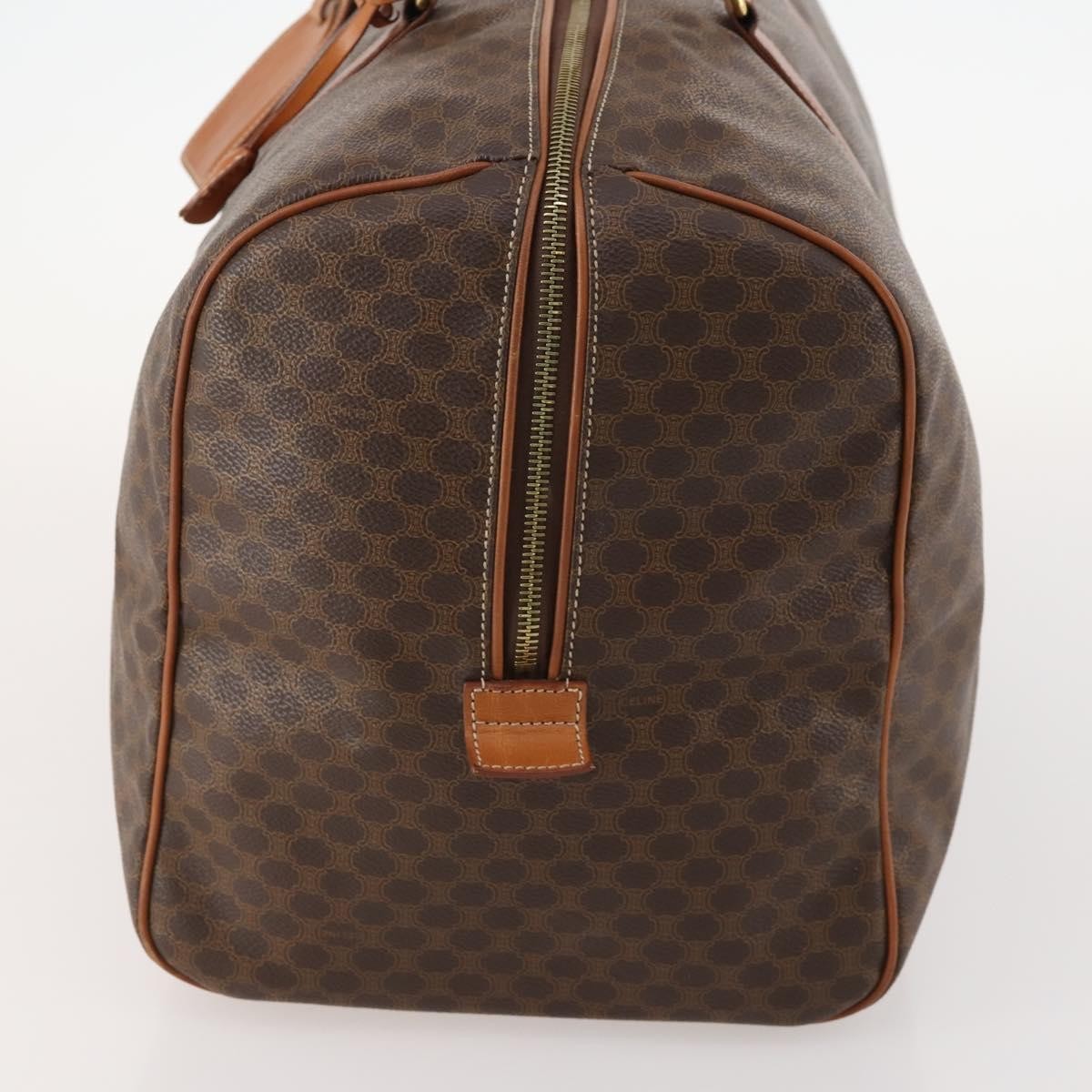 Celine Vintage Duffle Bag Canvas And Leather Brown Canvas Travel Bag Bag (Pre-Owned)