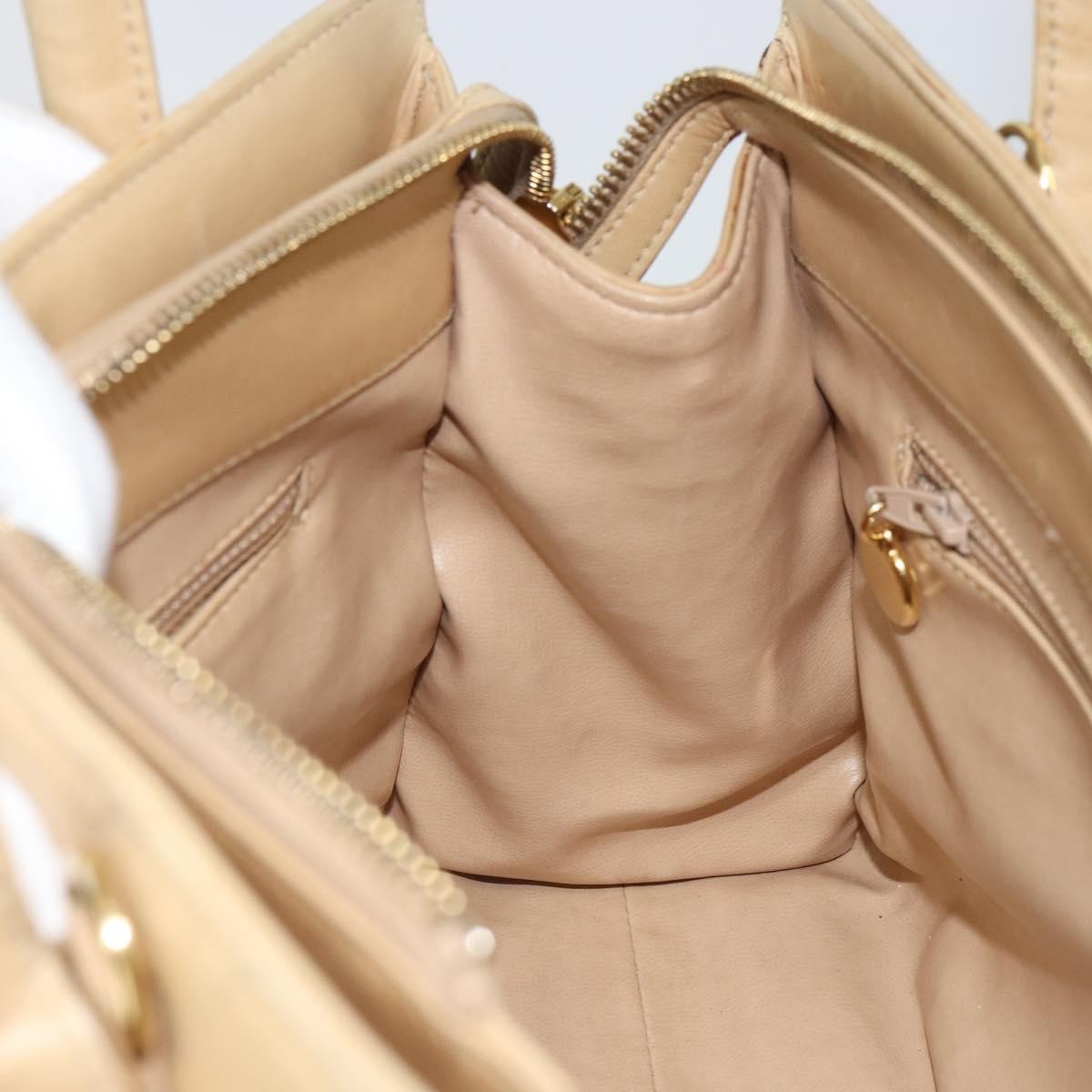 Chanel Vintage Convertible Tote Chevron Lambskin Beige Leather Tote Bag Bag (Pre-Owned)