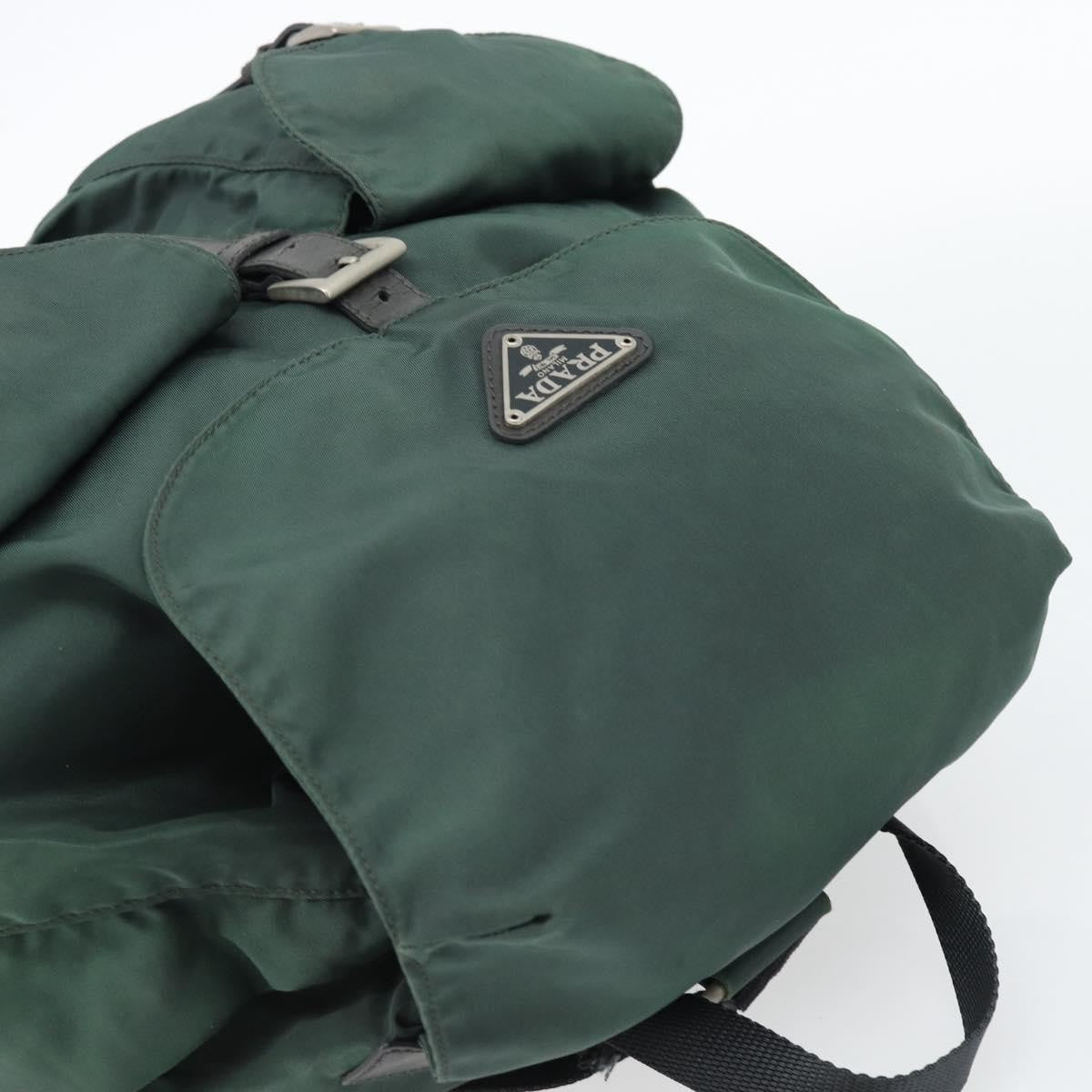 Prada Double Front Pocket Backpack Tessuto Green Nylon Backpack Bag (Pre-Owned)