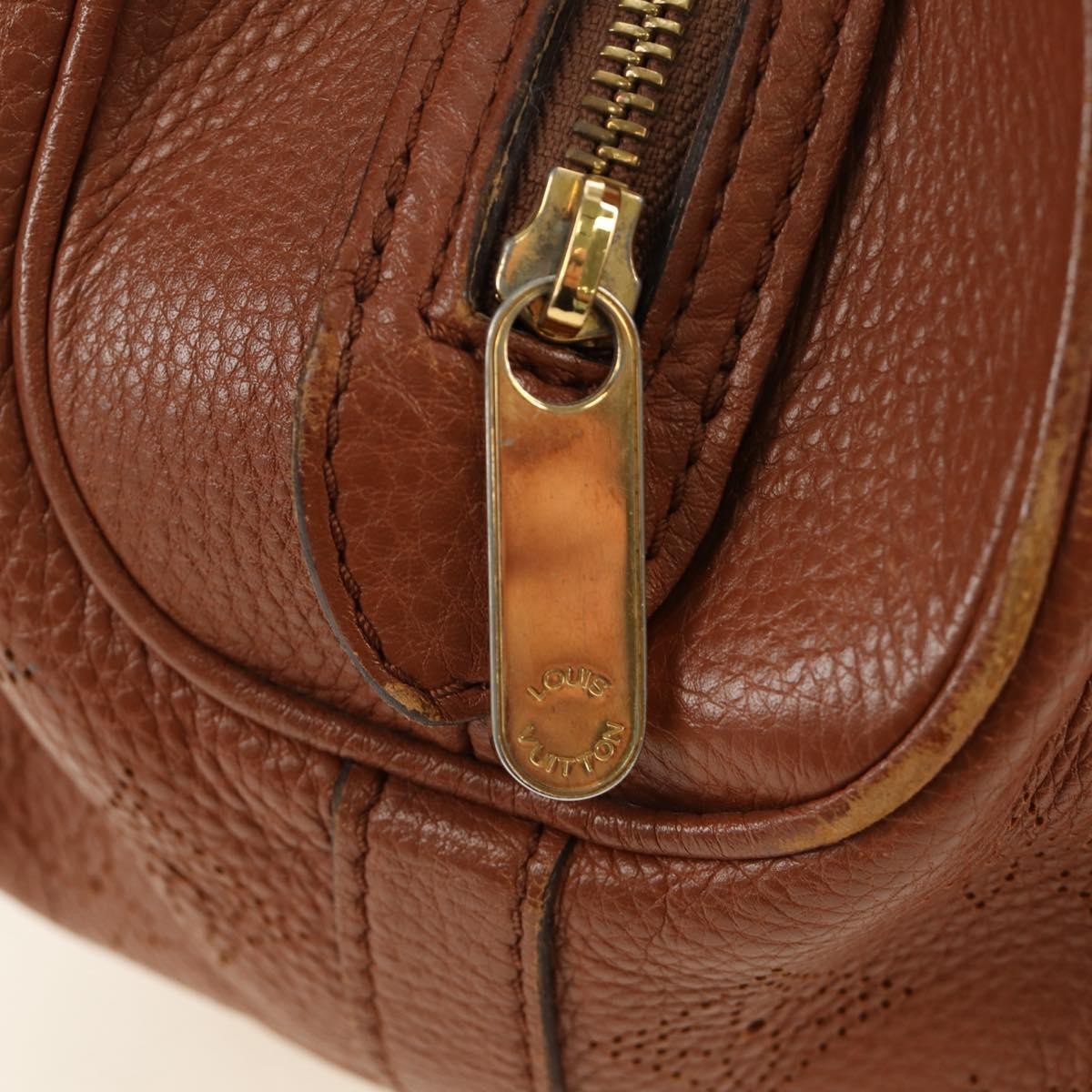 Louis Vuitton Lunar Handbag Mahina Leather Brown Leather Shoulder Bag Bag (Pre-Owned)
