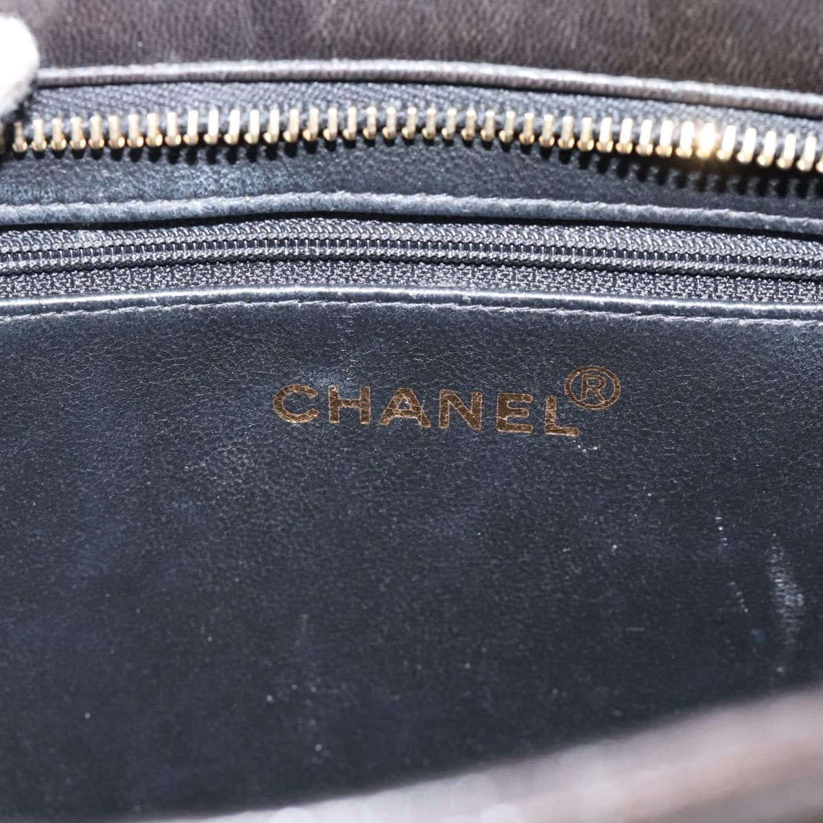 Chanel Matelassé Lambskin Leather Black Leather Tote Bag Bag (Pre-Owned)