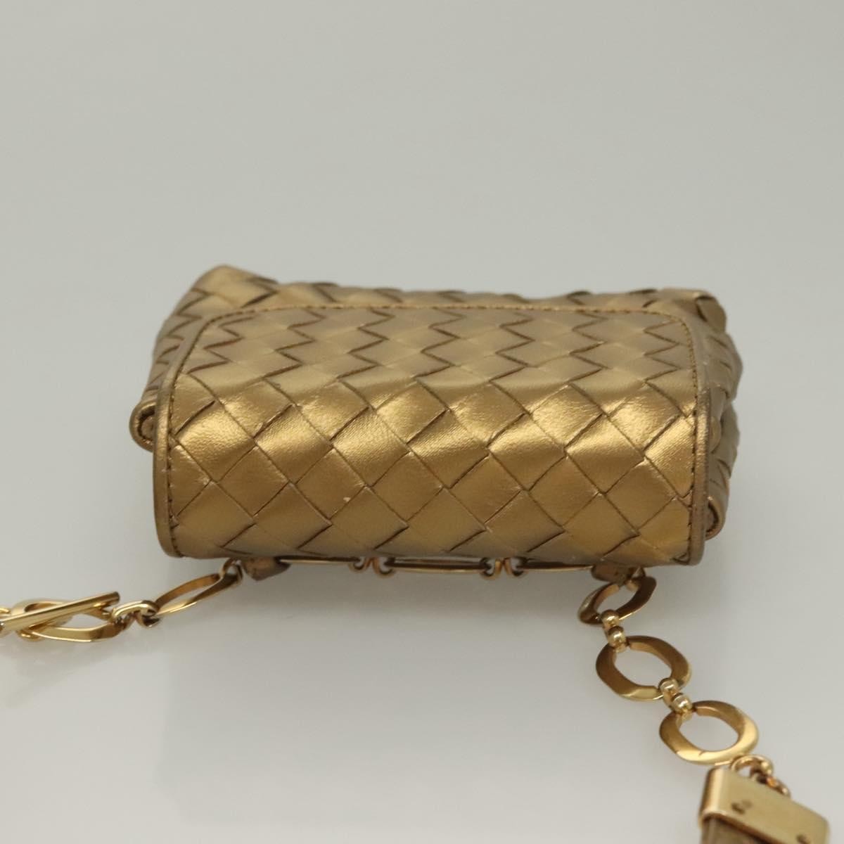 Bottega Veneta Chain Flap Shoulder Bag Leather Gold Leather Shoulder Bag Bag (Pre-Owned)