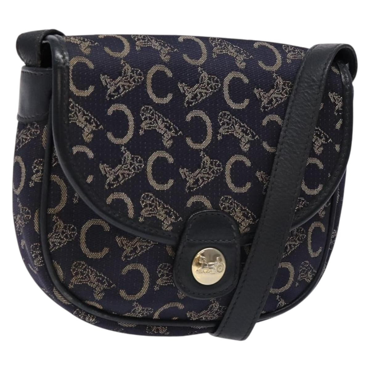 Celine C Sulky Shoulder Bag Canvas And Leather Navy Canvas Shoulder Bag Bag (Pre-Owned)