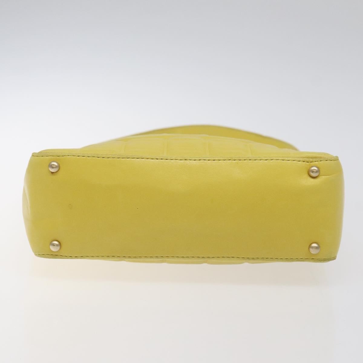 Chanel Chocolate Bar Cc Shoulder Bag Quilted Leather Yellow Leather Shoulder Bag Bag (Pre-Owned)