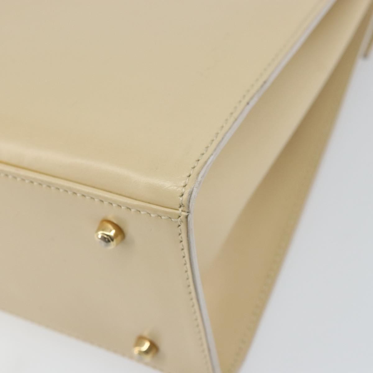 Gucci Vintage Lady Lock Top Handle Bag Leather Beige Leather Handbag (Pre-Owned)