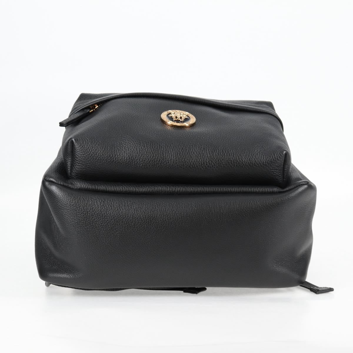 Versace Medusa Zip Backpack Leather Black Leather Backpack Bag (Pre-Owned)