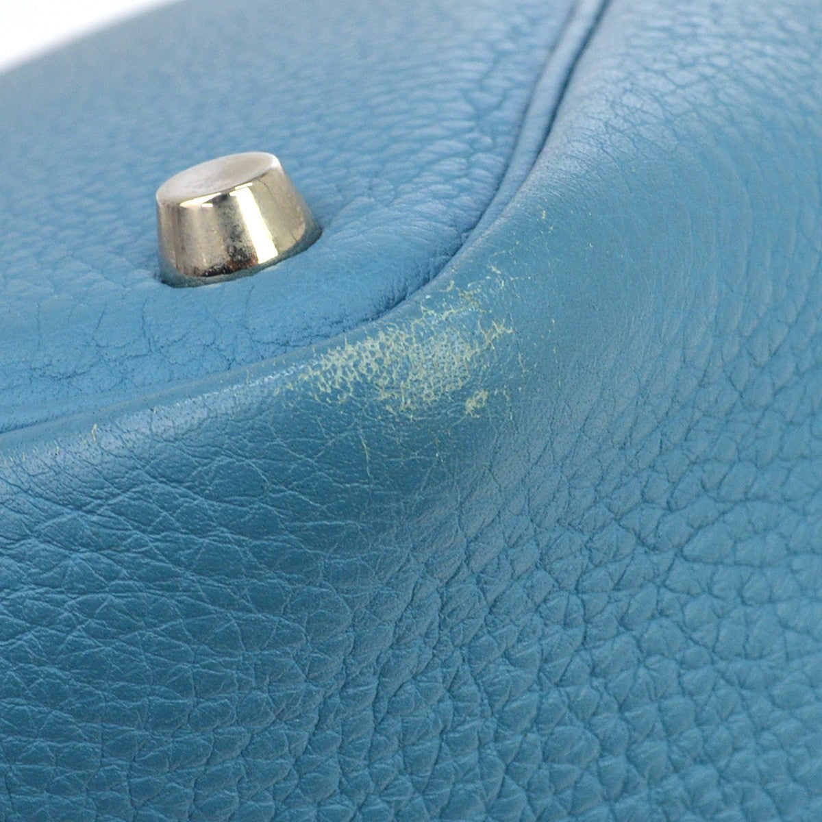 Hermes Picotin Bag Clemence Blue Leather Handbag (Pre-Owned)
