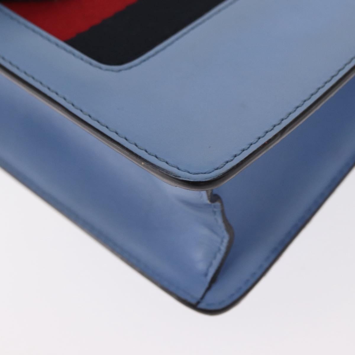 Gucci Sylvie Chain Shoulder Bag Leather Blue Leather Shoulder Bag Bag (Pre-Owned)