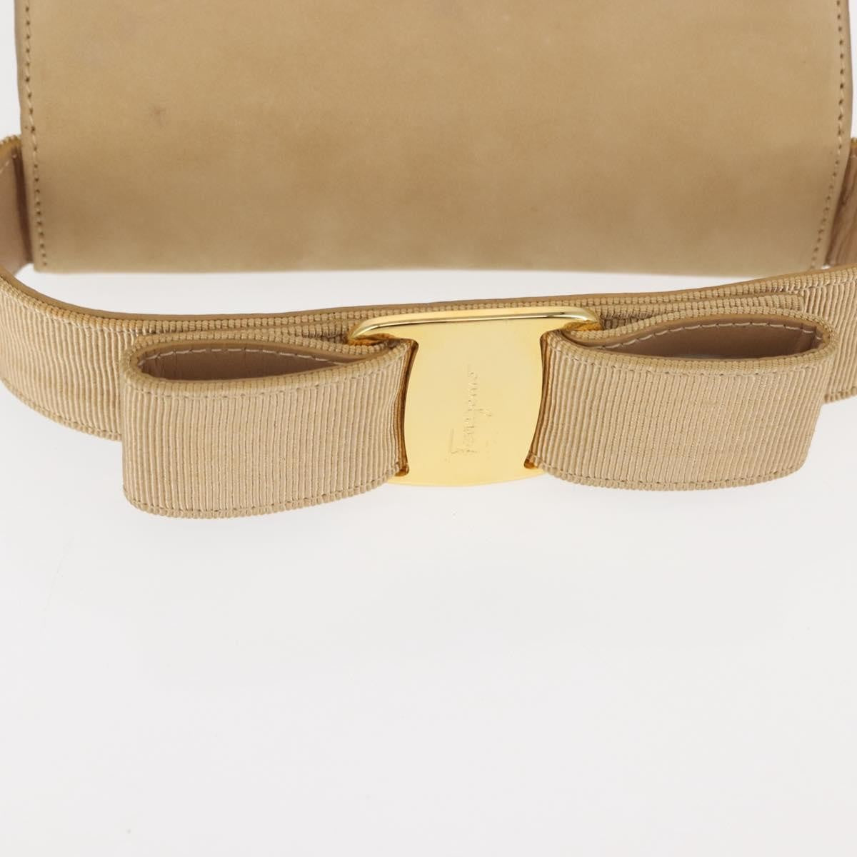 Salvatore Ferragamo Vala Handbag Suede Beige Suede Handbag (Pre-Owned)