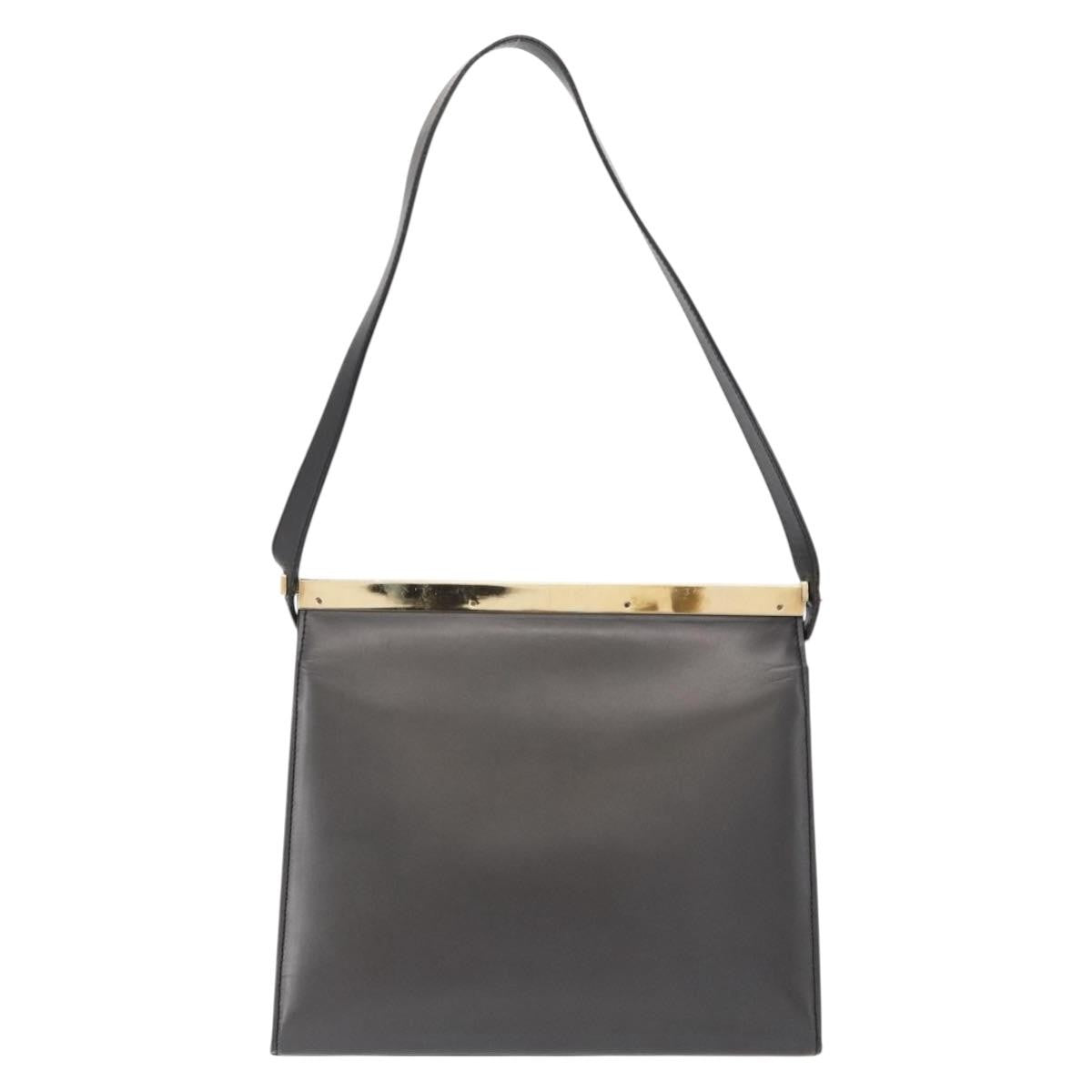 Gucci Vintage Shoulder Bag Leather Black Leather Shoulder Bag Bag (Pre-Owned)