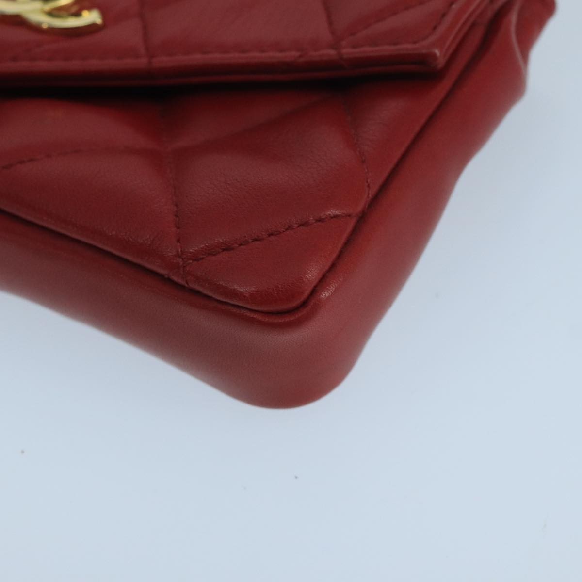 Chanel Vintage Cc Flap Waist Bag Quilted Leather Red Leather Clutche & Pouche Bag (Pre-Owned)
