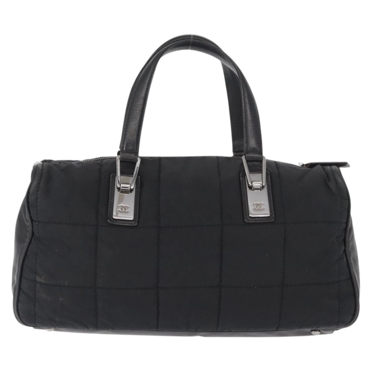 Chanel Square Stitch Boston Bag Quilted Nylon Black Nylon Travel Bag Bag (Pre-Owned)