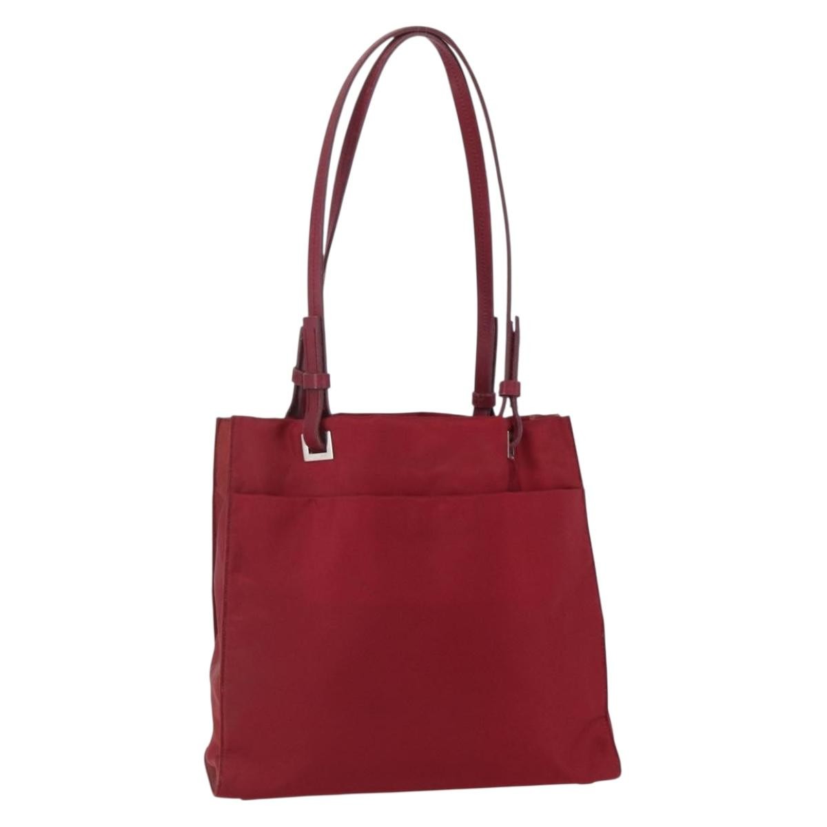 Prada Vintage Tote Tessuto Red Nylon Tote Bag Bag (Pre-Owned)