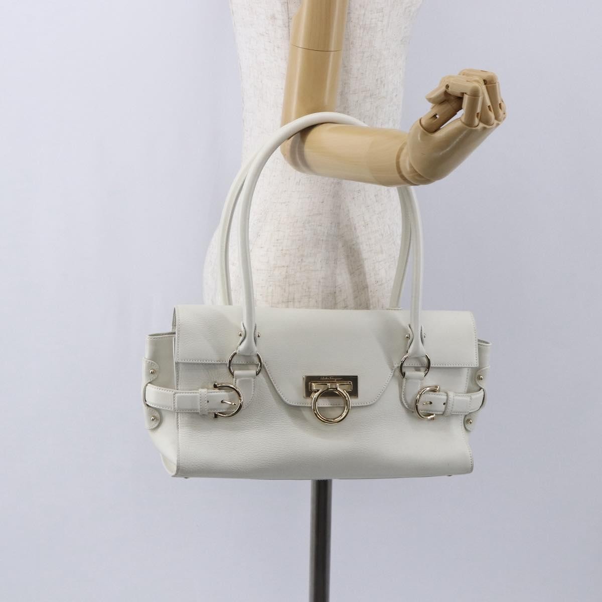 Salvatore Ferragamo Gina Satchel Leather White Leather Handbag (Pre-Owned)