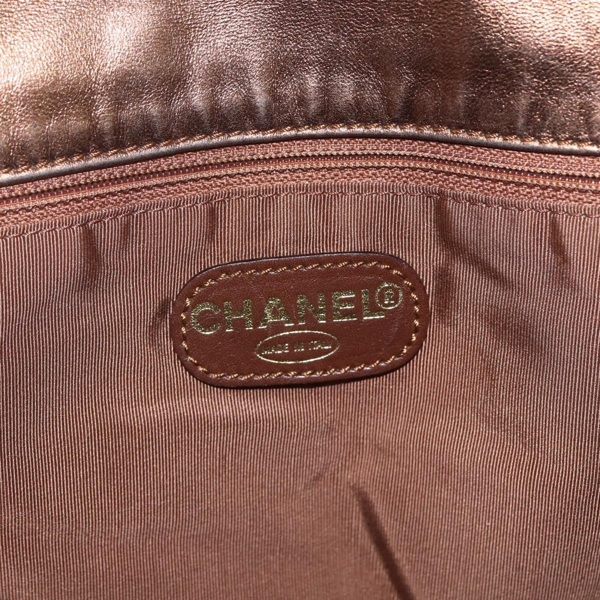 Chanel Vintage Logo Flap Messenger Bag Leather Brown Leather Shoulder Bag Bag (Pre-Owned)