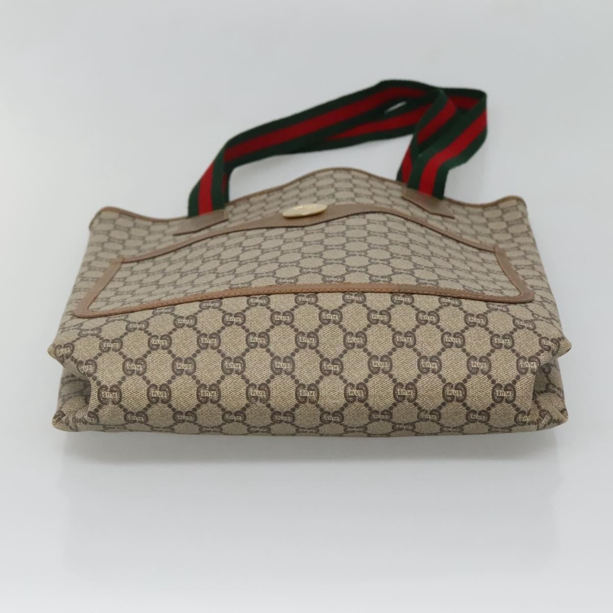 Gucci Vintage Web Strap Tote Gg Coated Canvas Beige Canvas Tote Bag Bag (Pre-Owned)
