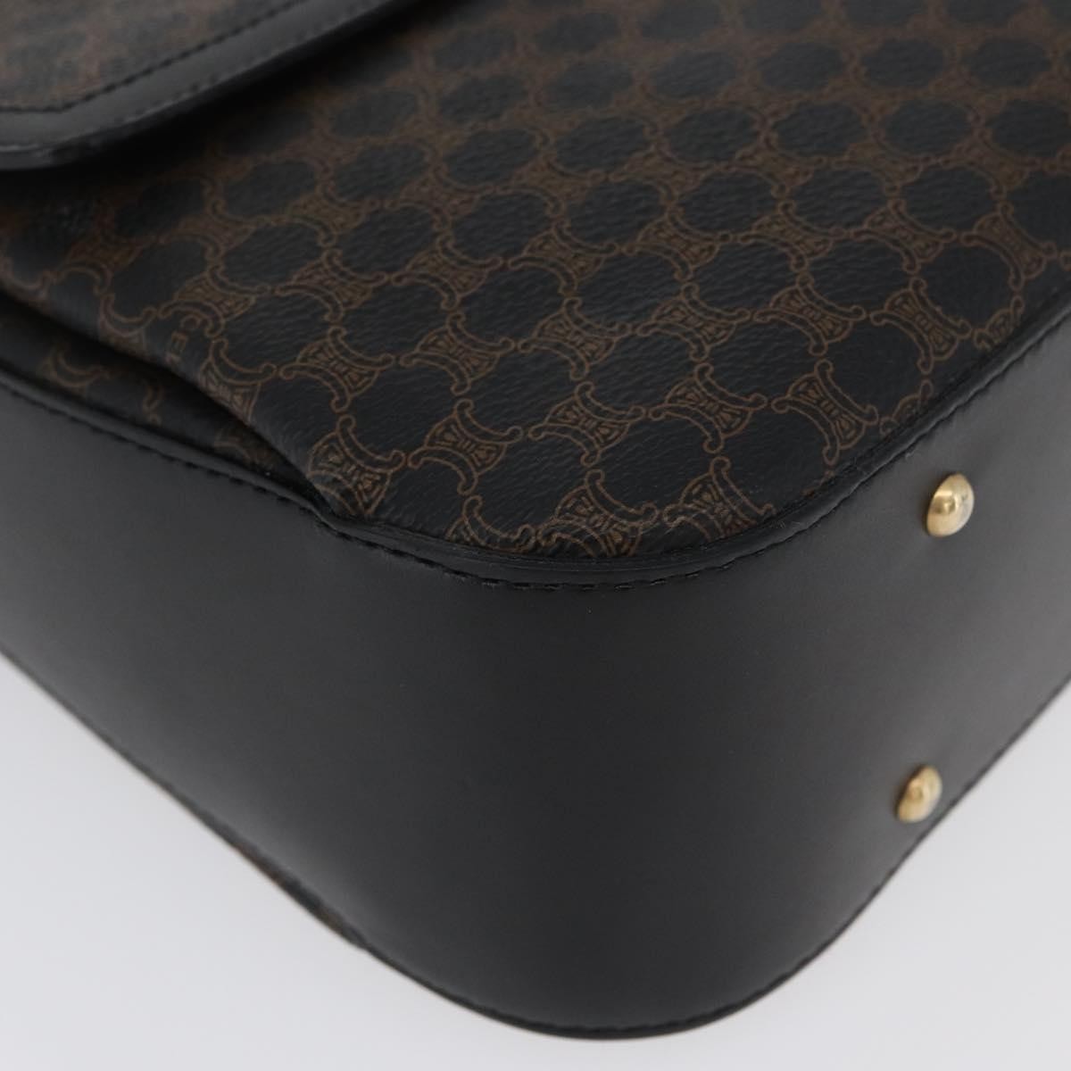 Celine Vintage Convertible Top Handle Bag Macadam Coated Canvas Black Canvas Handbag (Pre-Owned)