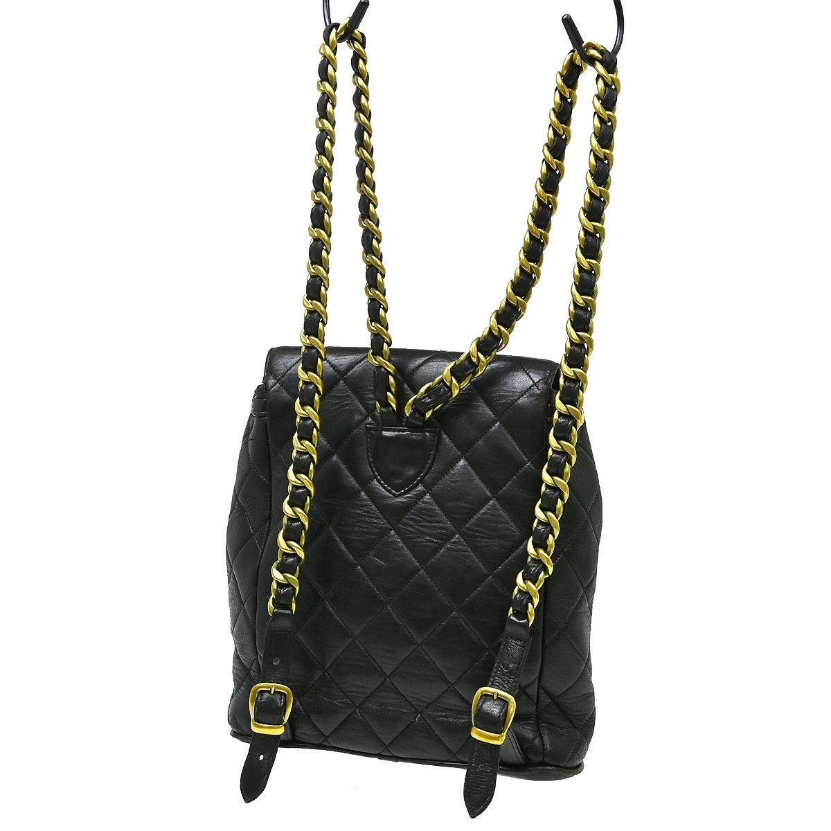 Chanel Duma Drawstring Backpack Quilted Leather Black Leather Backpack Bag (Pre-Owned)