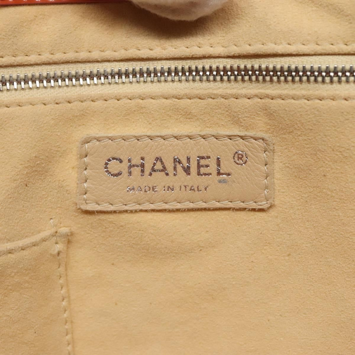 Chanel Cc No.5 Shopping Tote Perforated Patent Orange Patent_Leather Tote Bag Bag (Pre-Owned)