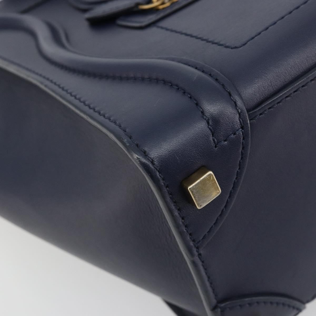 Celine Tricolor Luggage Bag Leather Navy Leather Handbag (Pre-Owned)