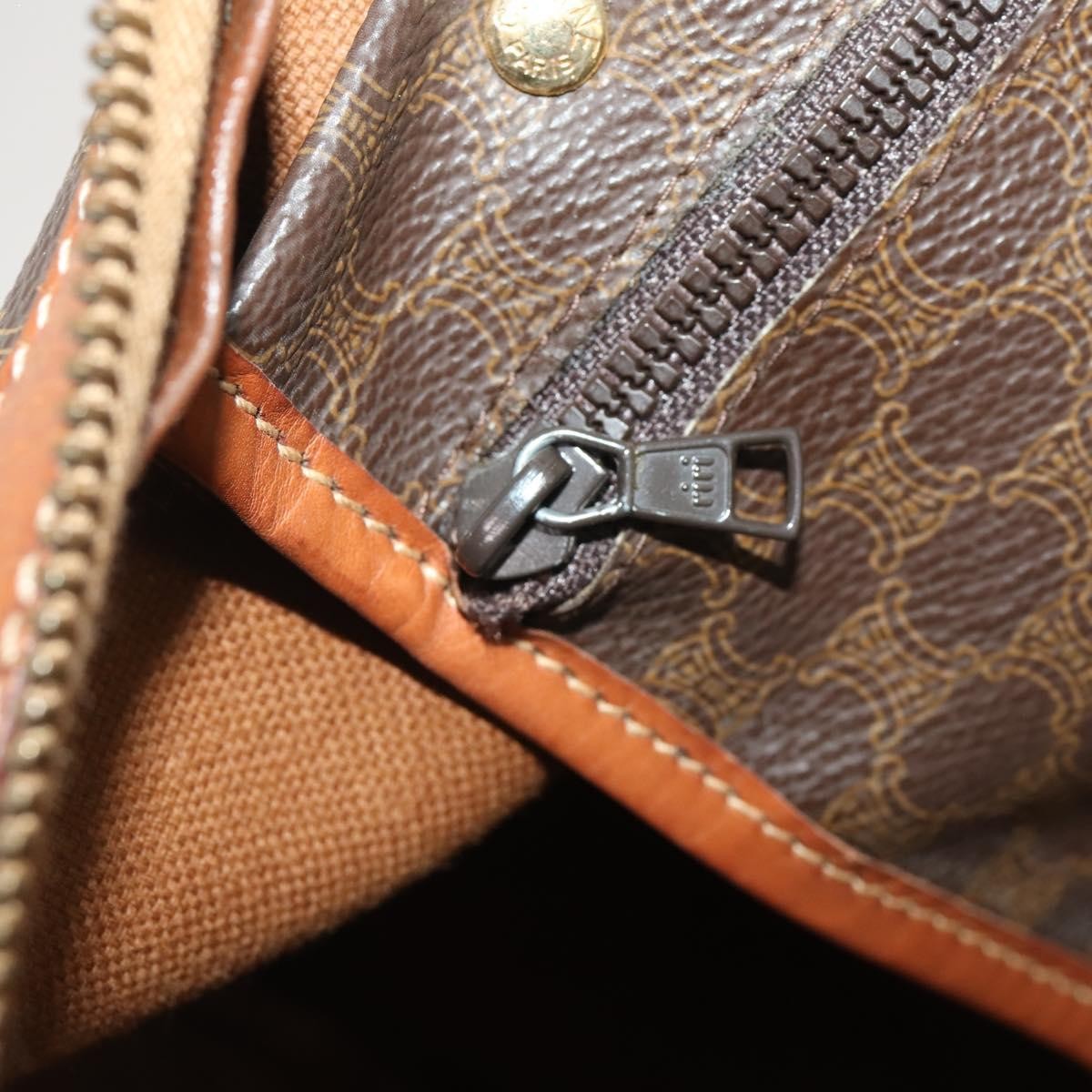 Celine Vintage Duffle Bag Macadam Coated Canvas Brown Canvas Travel Bag Bag (Pre-Owned)