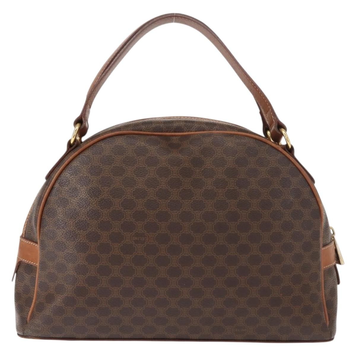 Celine Vintage Macadam Handbag Canvas And Leather Brown Canvas Handbag (Pre-Owned)