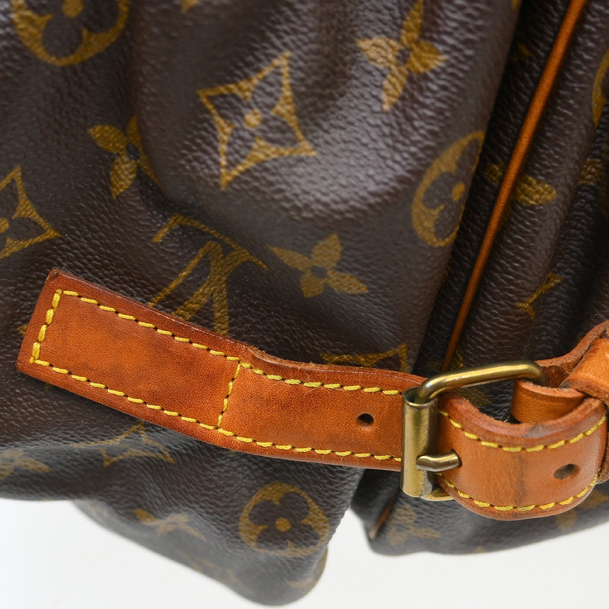 Louis Vuitton Saumur Handbag Monogram Canvas Brown Canvas Shoulder Bag Bag (Pre-Owned)