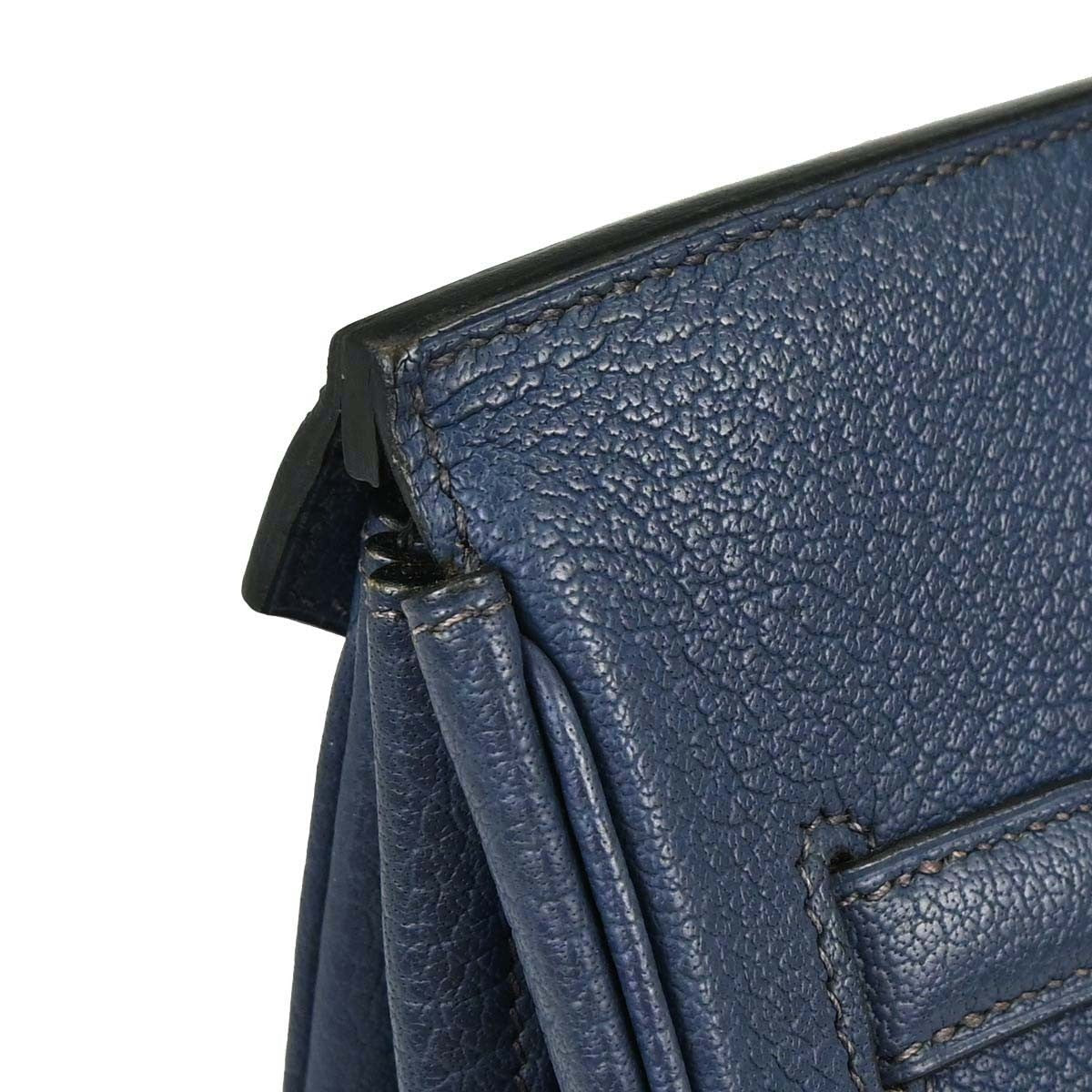 Hermes Birkin Handbag Blue Togo With Palladium Hardware Blue Leather Handbag (Pre-Owned)