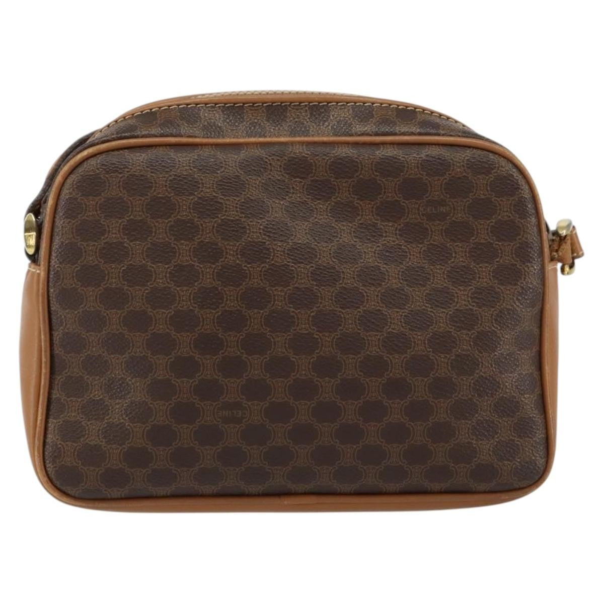 Celine Vintage Macadam Shoulder Bag Canvas And Leather Brown Canvas Shoulder Bag Bag (Pre-Owned)