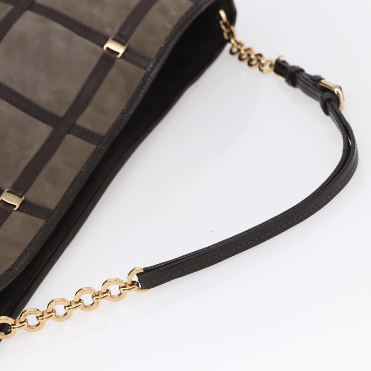 Salvatore Ferragamo Vala Shoulder Bag Suede Brown Suede Shoulder Bag Bag (Pre-Owned)