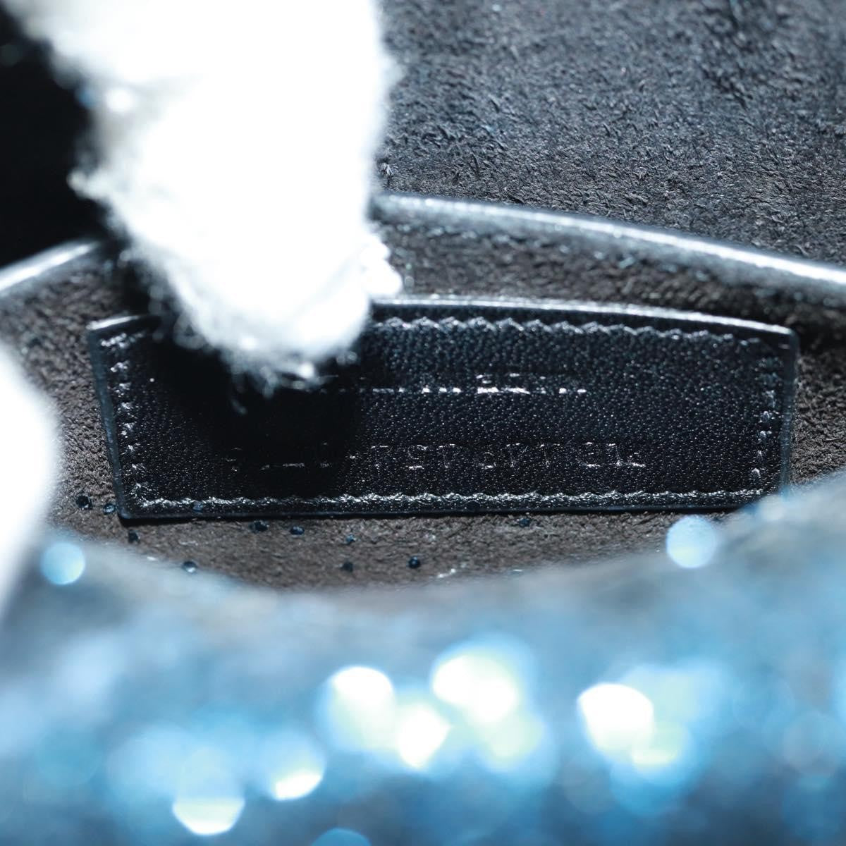 Saint Laurent Sunset Satchel Glitter Blue Leather Shoulder Bag Bag (Pre-Owned)