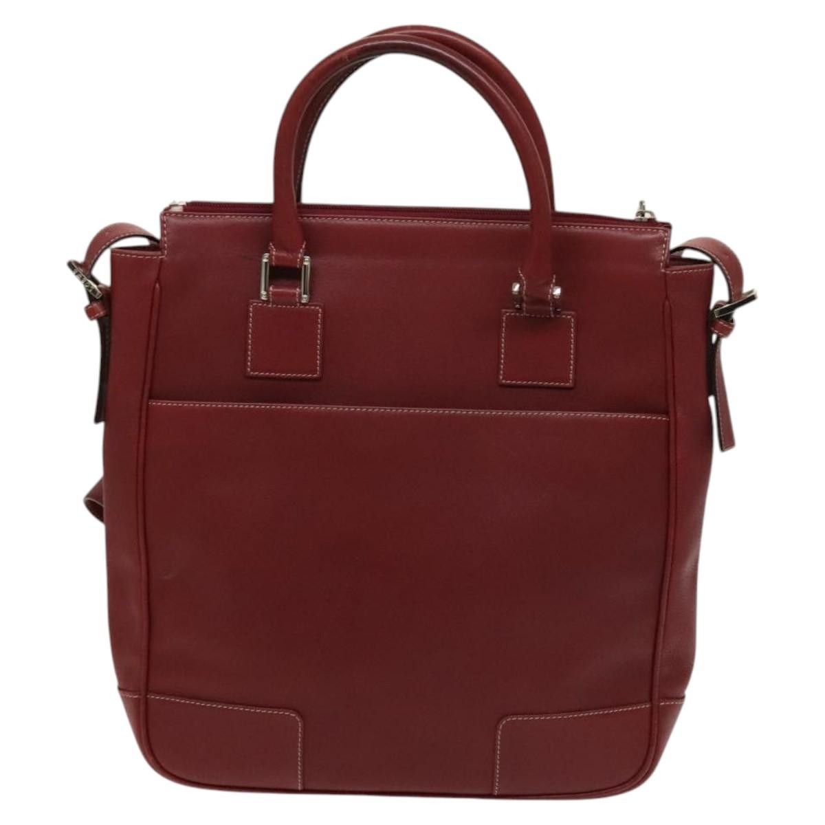 Loewe Vintage Anagram Tote Leather Burgundy Leather Tote Bag Bag (Pre-Owned)