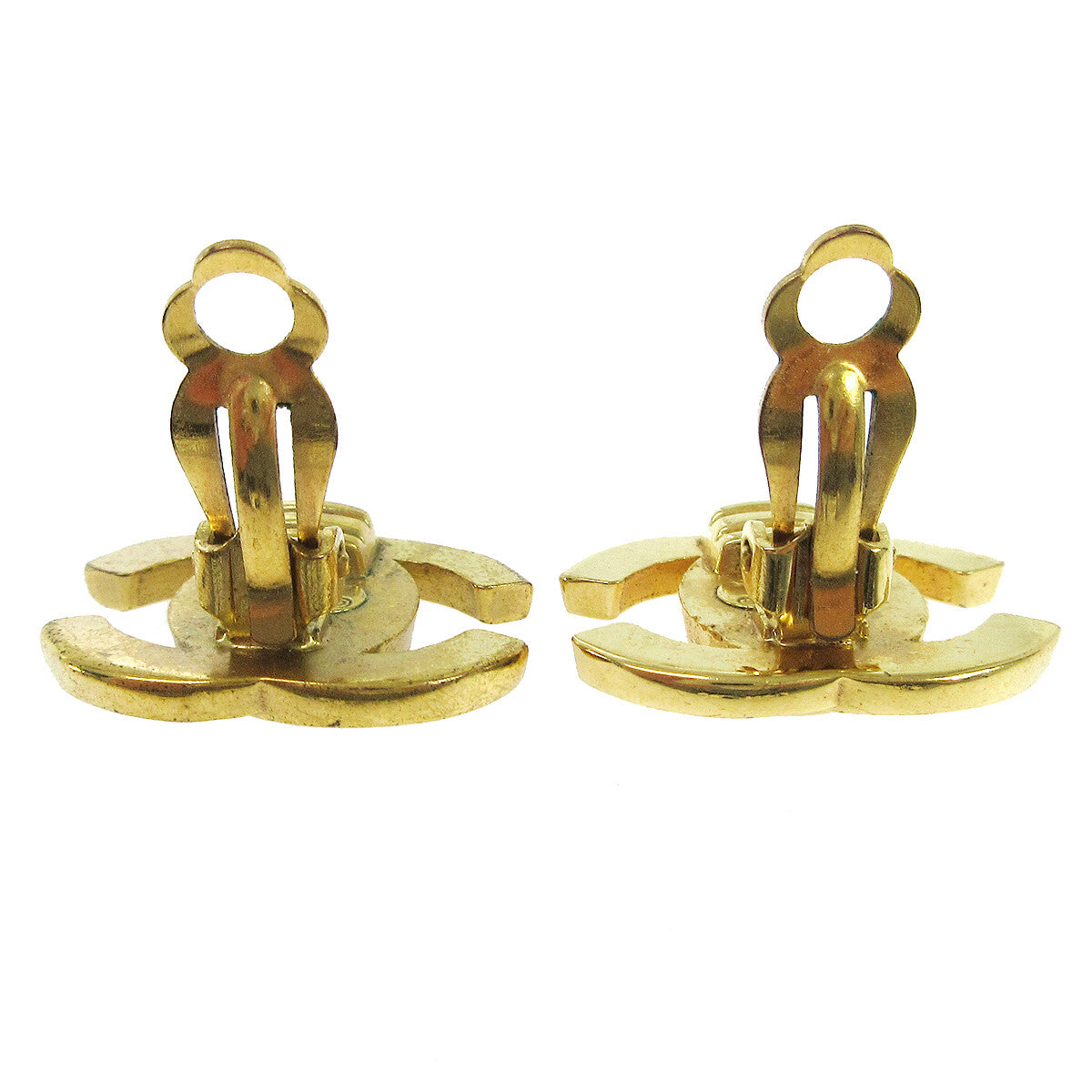 Chanel Cc Turnlock Clip-On Earrings Metal Gold Gold Earrings Jewelry (Pre-Owned)