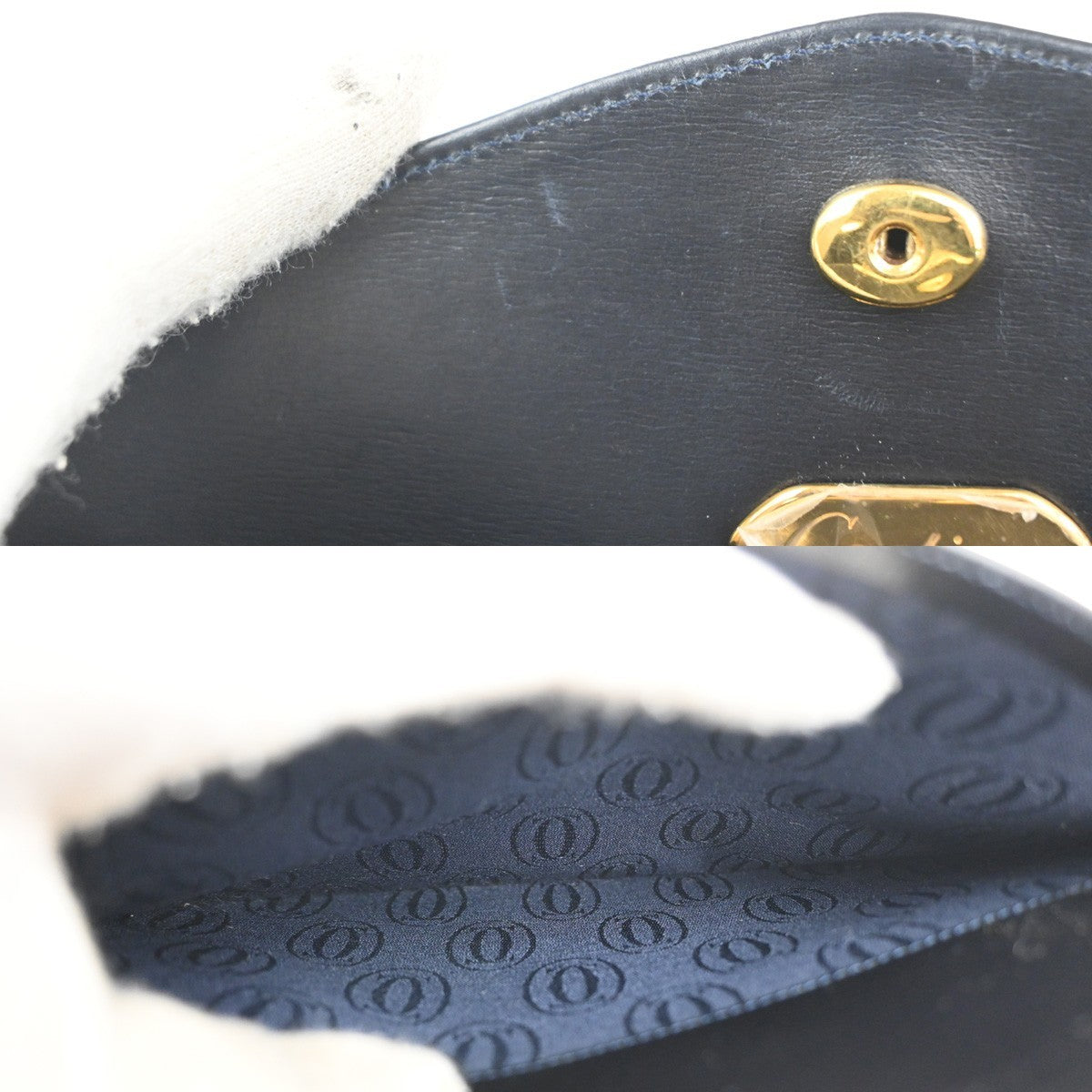 Cartier Vintage Shoulder Bag Leather Navy Leather Shoulder Bag Bag (Pre-Owned)