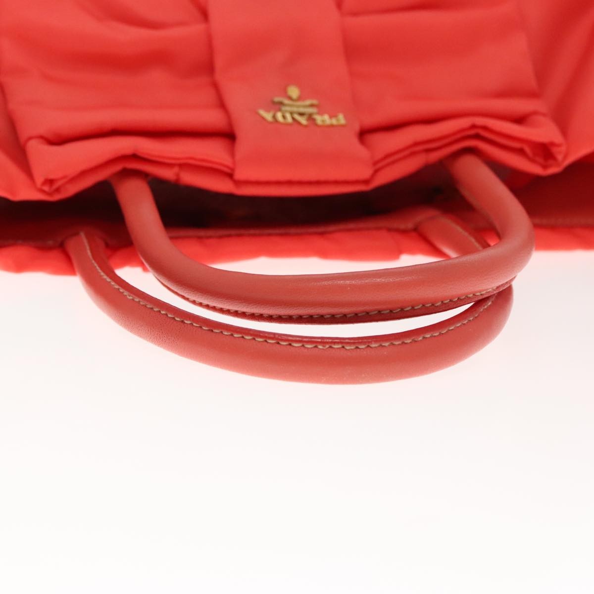 Prada Bow Tote Tessuto Orange Nylon Handbag (Pre-Owned)