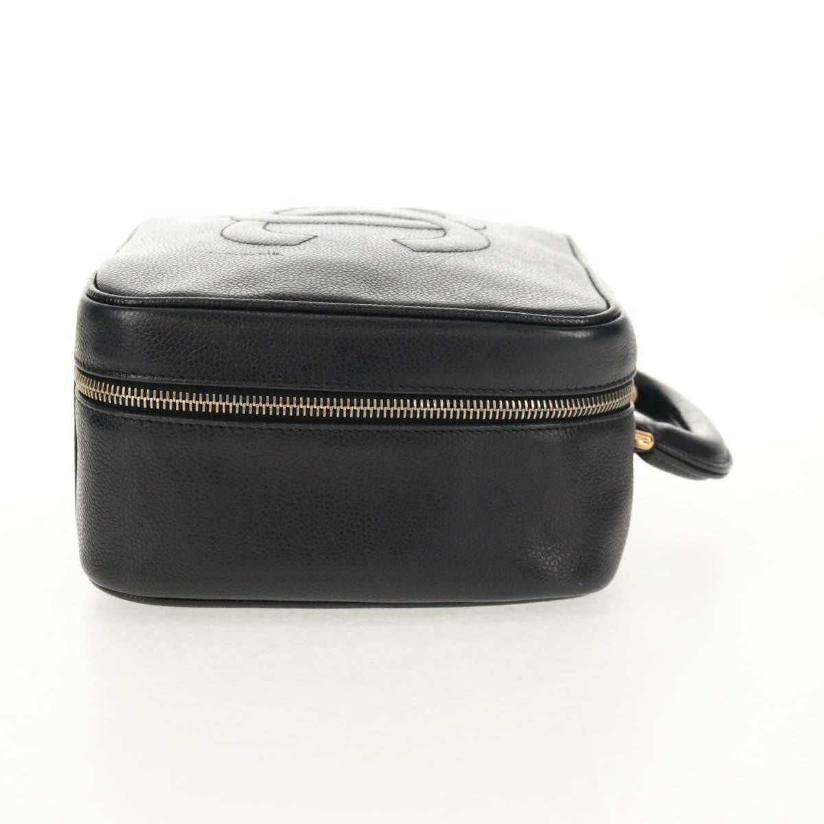 Chanel Vintage Timeless Zip Around Vanity Case Caviar Black Leather Clutche & Pouche Bag (Pre-Owned)