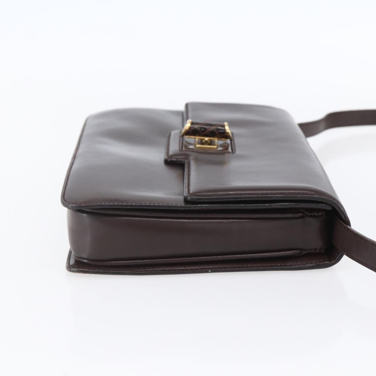 Gucci Vintage Shoulder Bag Leather Brown Leather Shoulder Bag Bag (Pre-Owned)