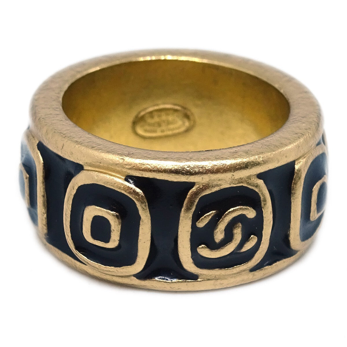 Chanel Logo Ring Gold-Plated Gold Gold_Plated Ring Jewelry (Pre-Owned)