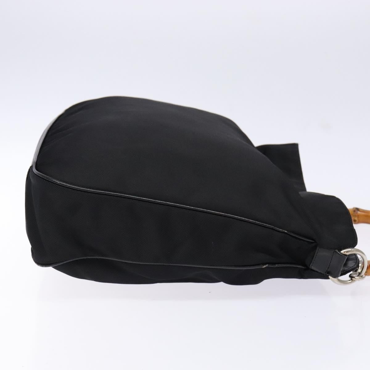 Gucci Vintage Bamboo Handle Tote Nylon Black Nylon Bag (Pre-Owned)