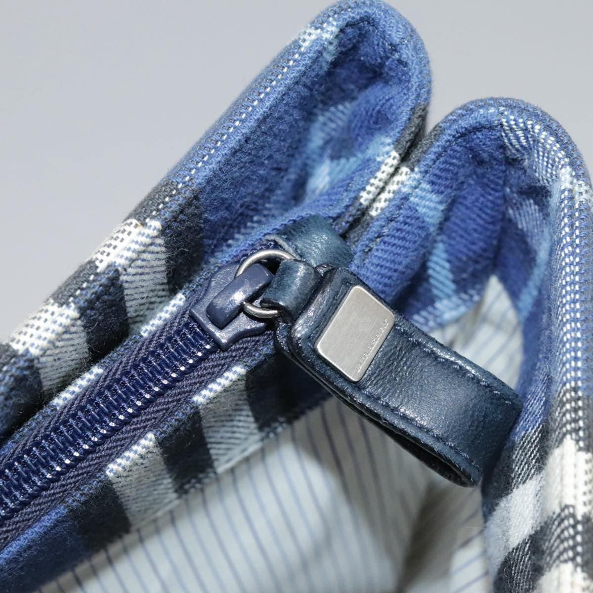 Burberry Nova Check Tote Canvas Check Pattern Blue Canvas Tote Bag Bag (Pre-Owned)