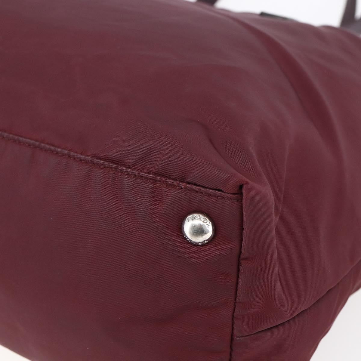 Prada Vintage Zip Tote Tessuto Burgundy Nylon Tote Bag Bag (Pre-Owned)