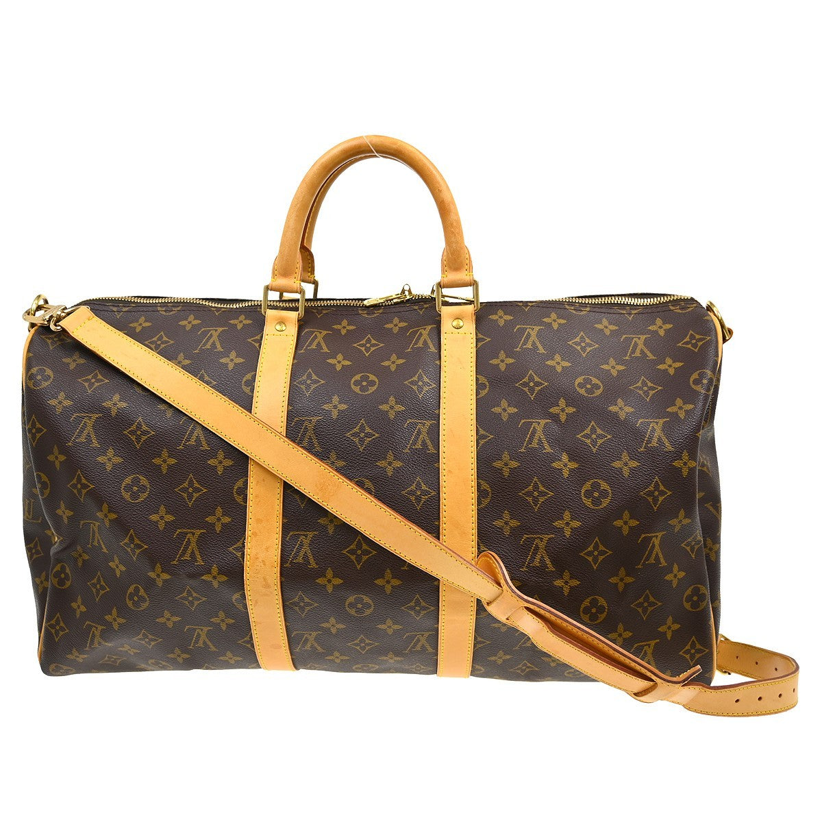 Louis Vuitton Keepall Bandouliere Bag Limited Edition Illusion Monogram Taurillon Leather Brown Canvas Travel Bag Bag (Pre-Owned)