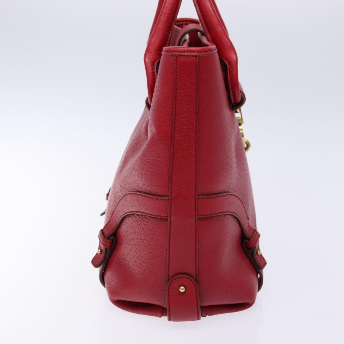 Salvatore Ferragamo Gancini Handbag Leather Red Leather Handbag (Pre-Owned)