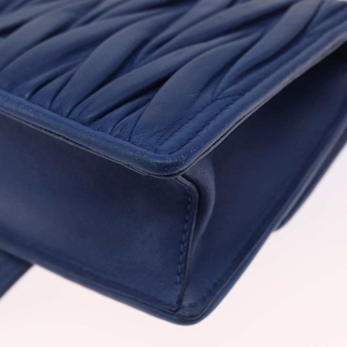 Miu Miu Madras Crystal Buckle Shoulder Bag Leather Blue Leather Shoulder Bag Bag (Pre-Owned)