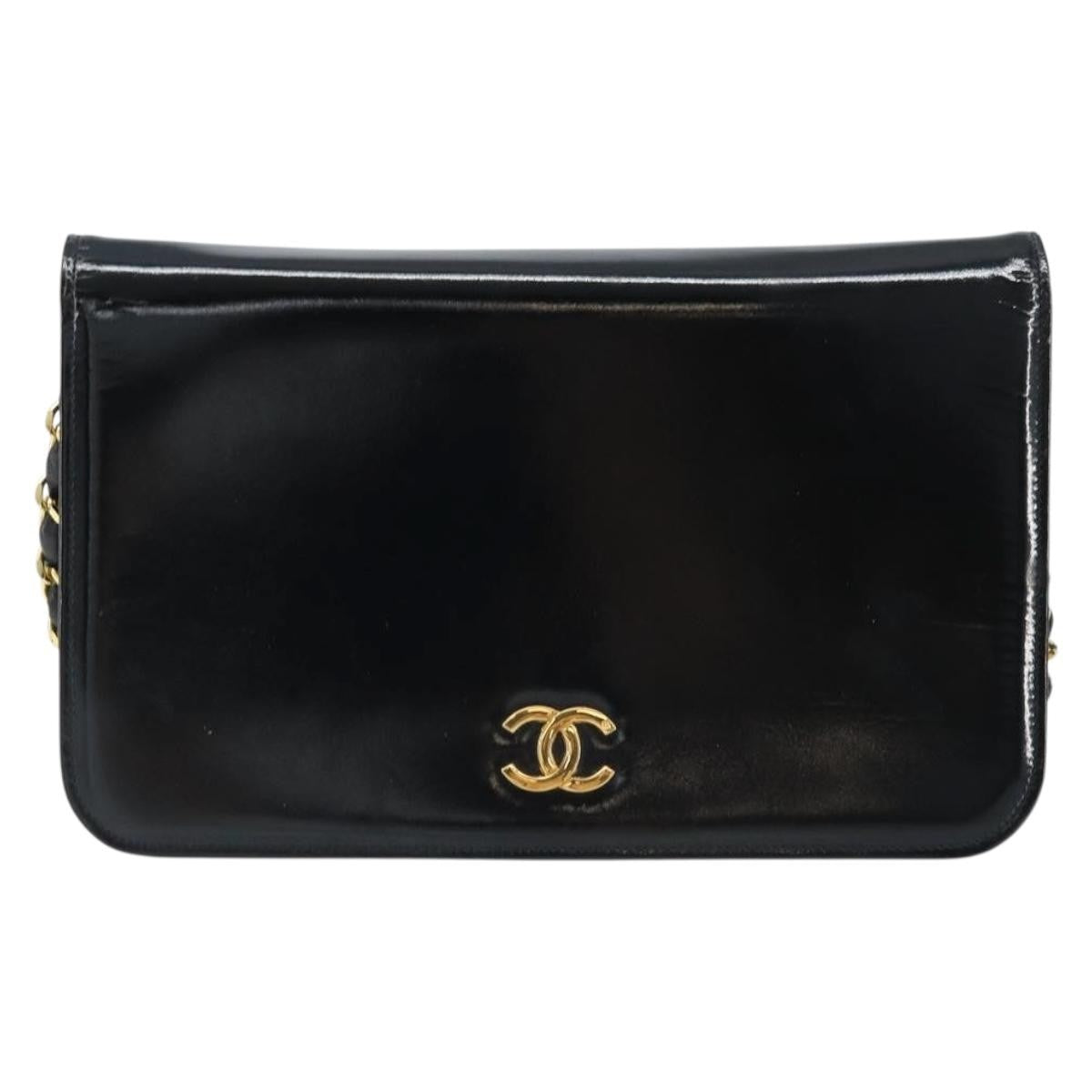 Chanel Wallet On Chain Quilted Patent Black Patent_Leather Shoulder Bag Bag (Pre-Owned)