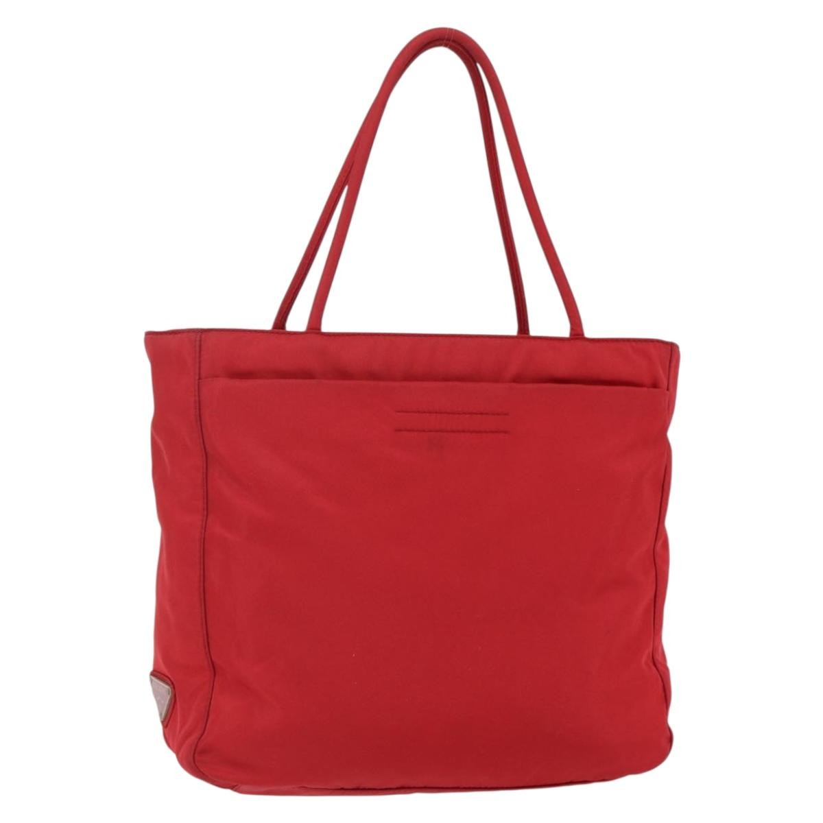 Prada Vintage Tote Tessuto Red Nylon Tote Bag Bag (Pre-Owned)
