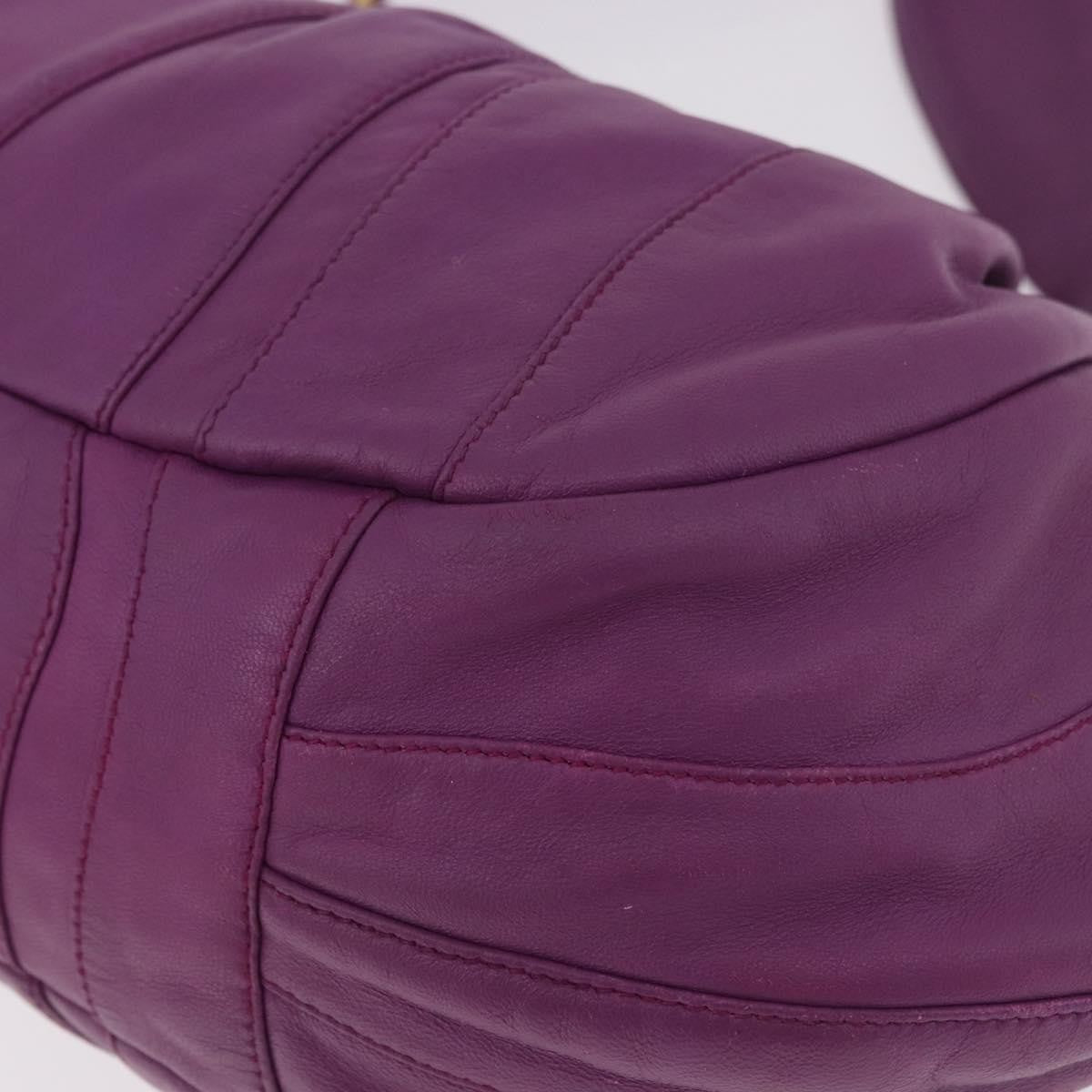 Prada Pleats Shoulder Bag Cervo Leather Purple Leather Handbag (Pre-Owned)