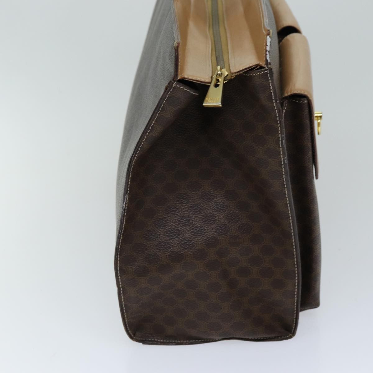 Celine Vintage Macadam Tote Bag Canvas And Leather Brown Canvas Tote Bag Bag (Pre-Owned)